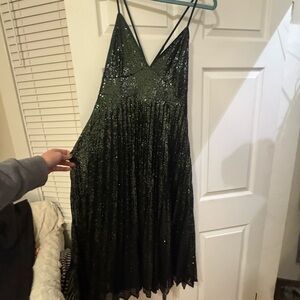 Lulu's Sparkling Black Sequin Backless Dress